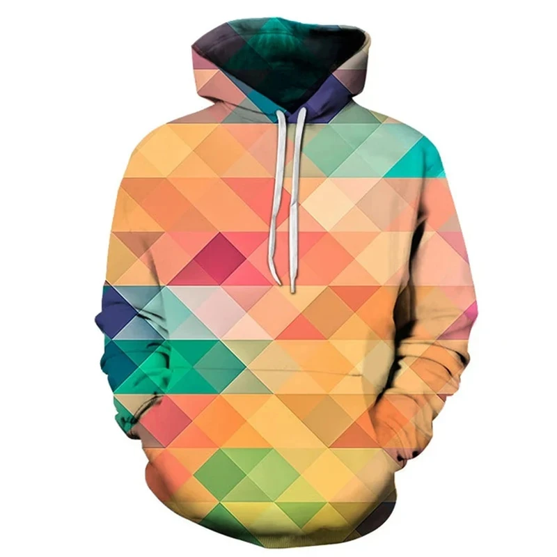 Rainbow Colors 3D Printed Hoodie Men Street Art Design Pattern Pullover Sweatshirt Oversize Autumn Fashion New Hooded Hoodies