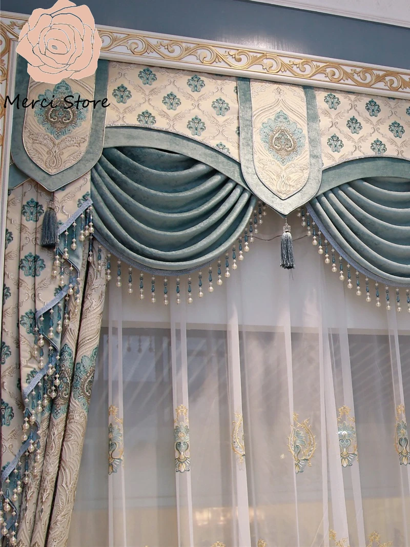

French Retro America European Luxury Curtains for Living Room Bedroom New Style Villa Atmosphere Valance Custom Drapes