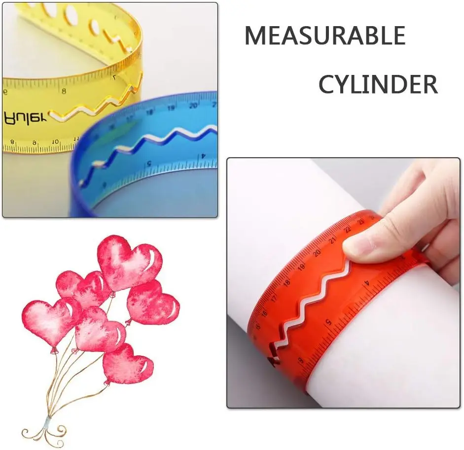 Penggaris Bening 30CM/12 Inci Penggaris Karet Fleksibel Dapat Ditekuk Skala Ganda Penggaris Plastik Lurus Transparan Tahan Pecah, 12 Lipat