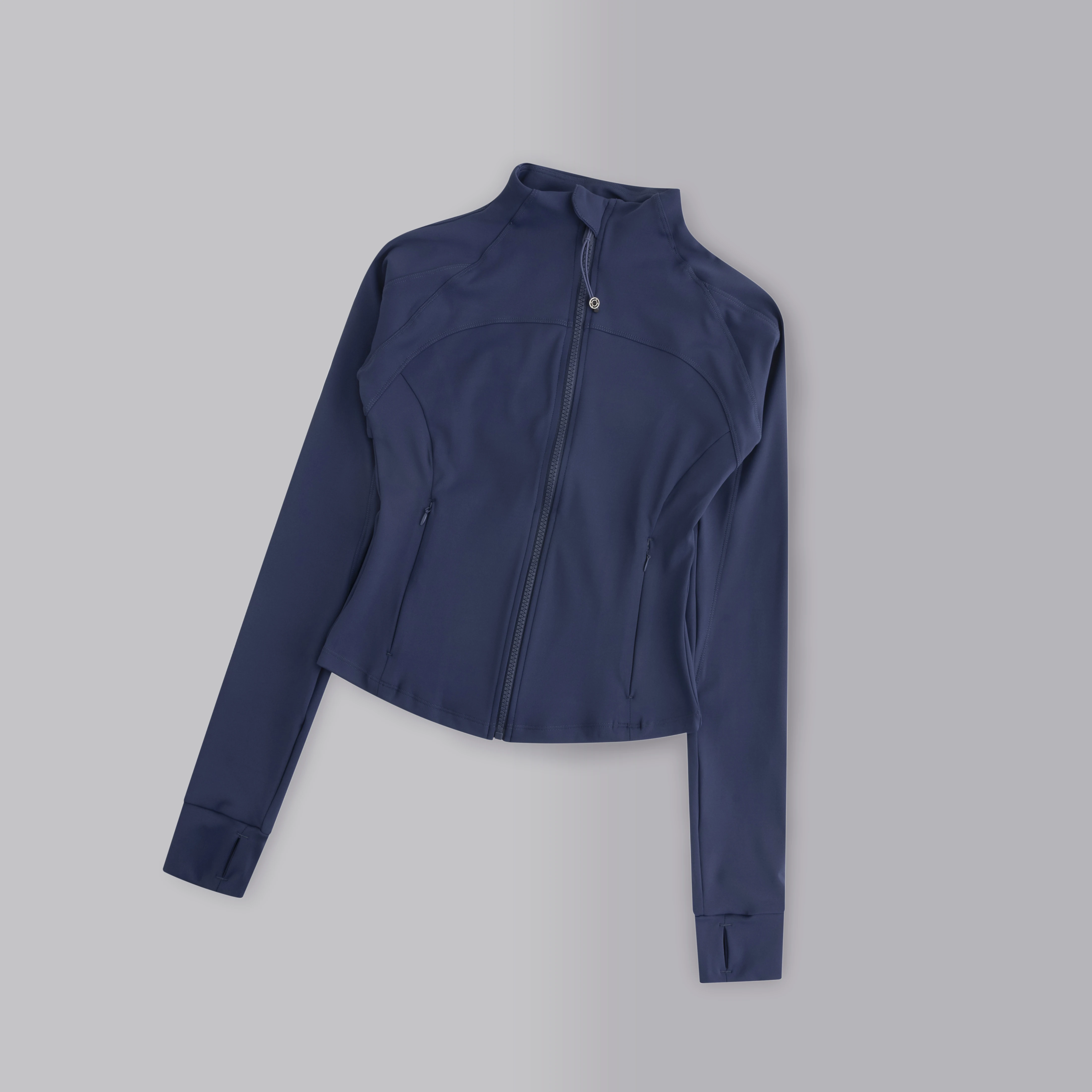 Gym Women's Full Zipper Yoga Top With Thumbholes Fitness Running Jacket Stretch Fit Long Sleeve Round Neck Top Sportswear image 4