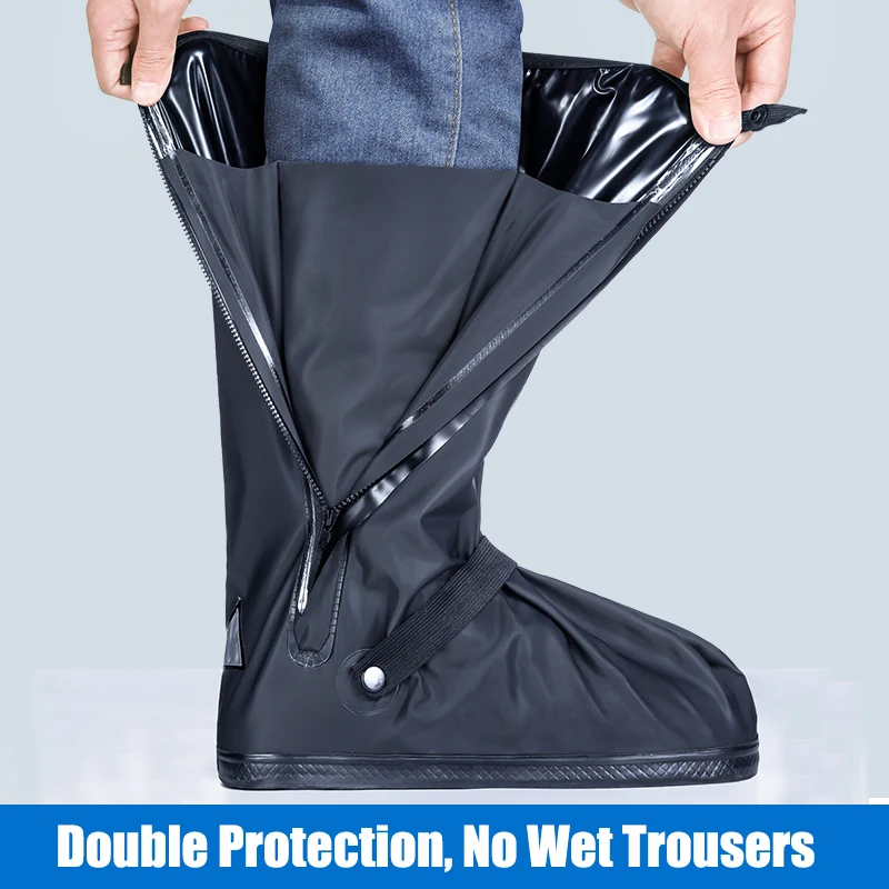 Verdicken Hohe Rohr Regen Stiefel Wasserdichte Schuhe Wiederverwendbare Motorrad Radfahren Fahrrad Im Freien Nicht-Slip Schuhe Abdeckungen Regendicht Schuhe co – Detail 2
