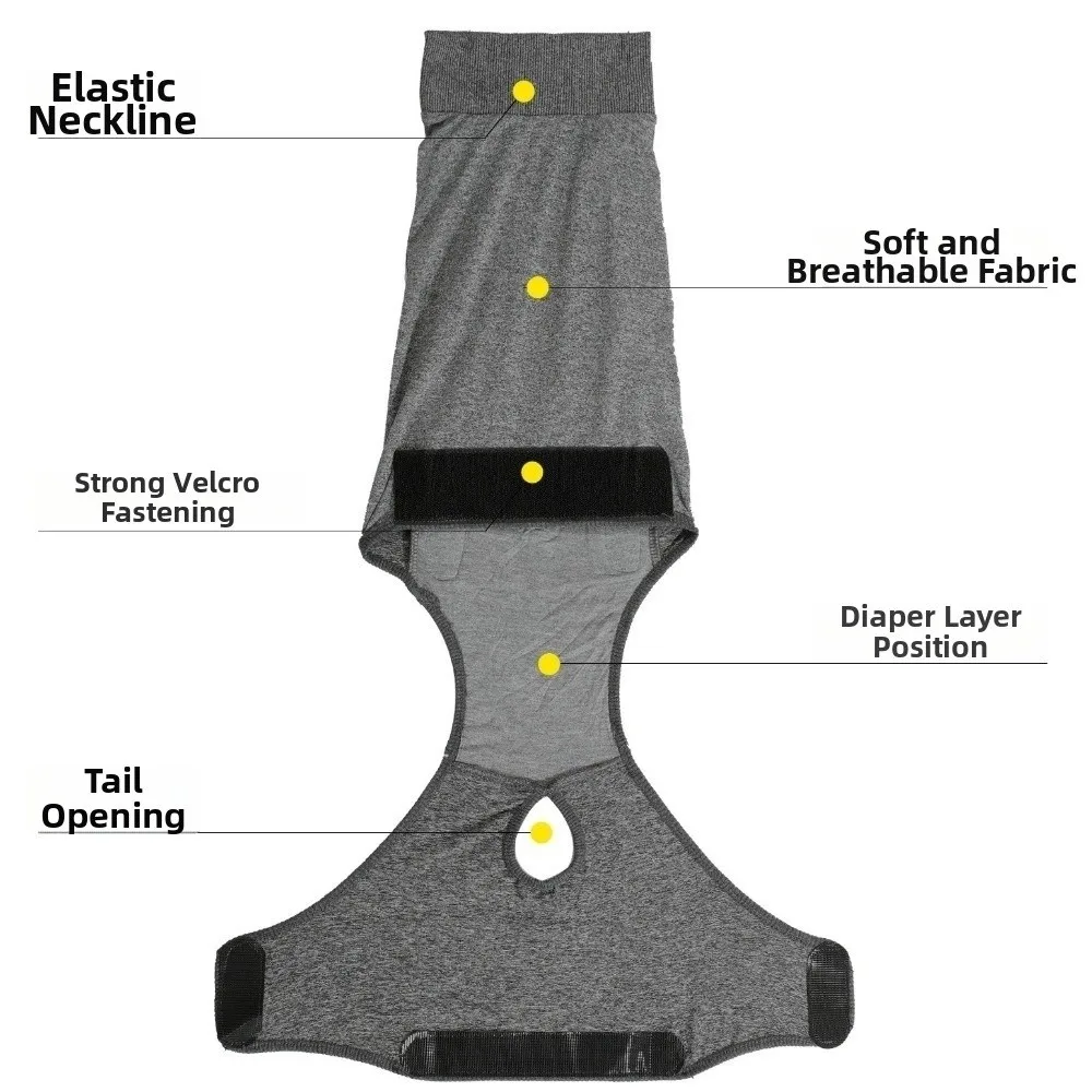 

Elastic Dog Recovery Suit Washable Breathable Dog Physiological Pants Adjustable Comfortable Pet Diaper Jumpsuit Pet Care