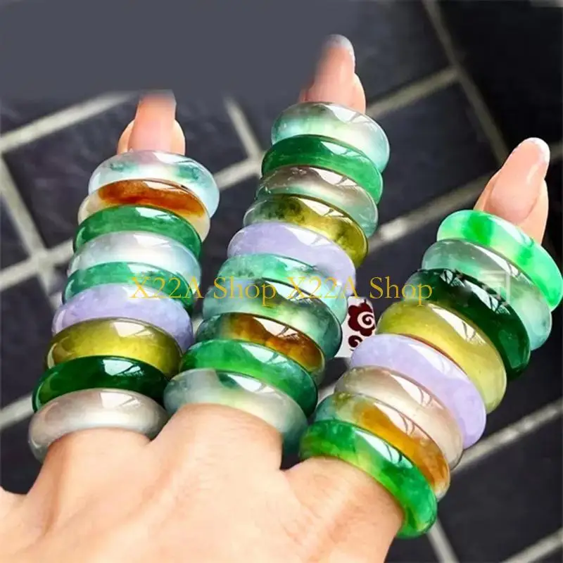 Einzigartige Acrylimitation Jade Ringe Einfacher Gradientenfarbe stapelbarer Ringschmuck