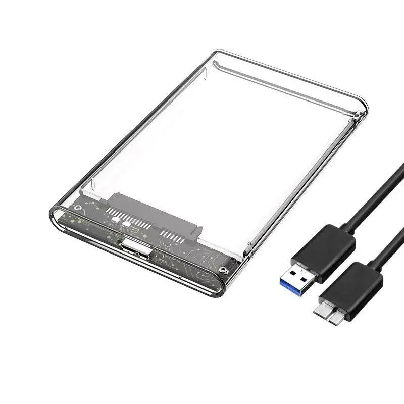 حافظة محرك الأقراص الصلبة الشفافة صندوق العلبة حاوية الأقراص الصلبة 2.5 SSD SATA إلى USB 3.0 Type-C 3.1 محول صندوق القرص الصلب الخارجي