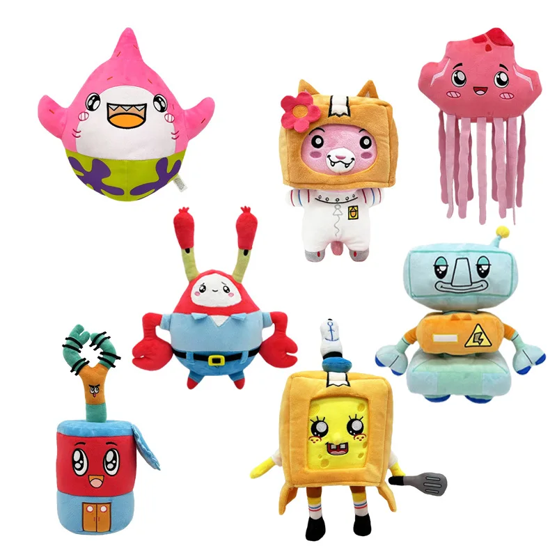 New Lanky Box plush toy paper box little people ocean series fox robot doll pillow, Halloween decoration, kids' birthday gift