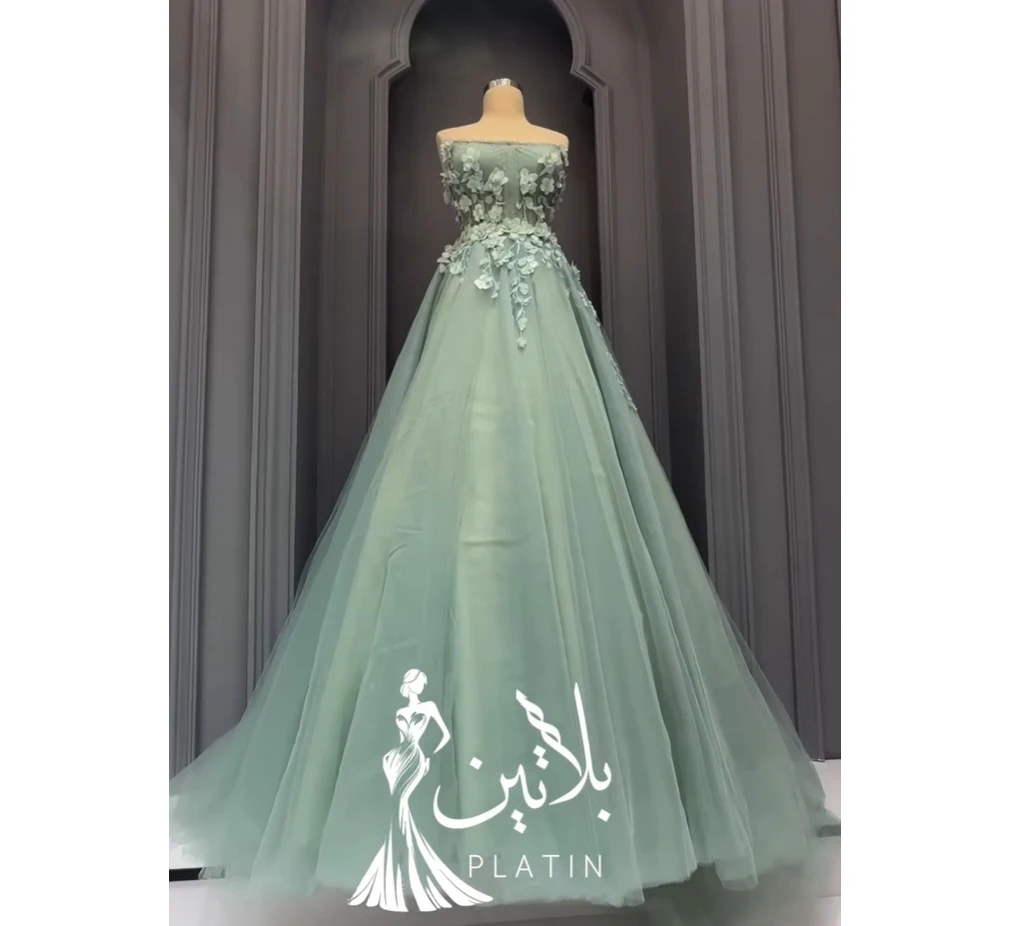 Llamativo vestido de noche de salvia, vestidos de fiesta sin tirantes con cordones y cremallera en la espalda