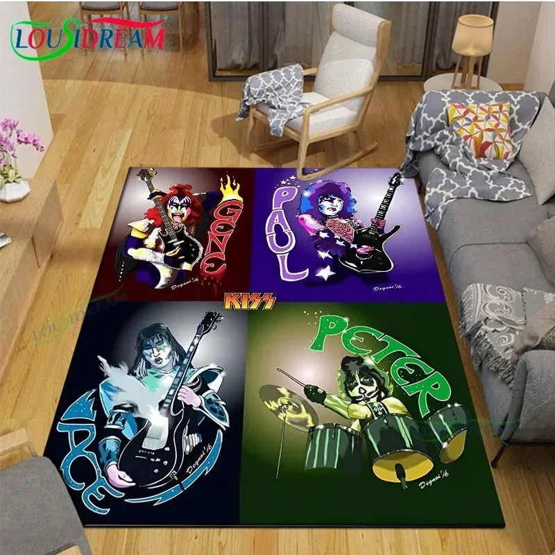 

Famous Music Heavy Metals Band KK-Kiss Printed Carpets Living Room Anti-Skid Area Rug Kids Bedroom Mats Yoga Mat Large Carpet