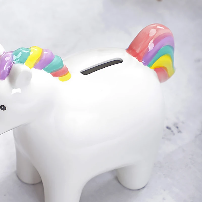 Decorative Piggy Bank Statues Room Ornaments For Girls Sculptures Home Decor Modern Living Room Decoration Table Pink Unicorn