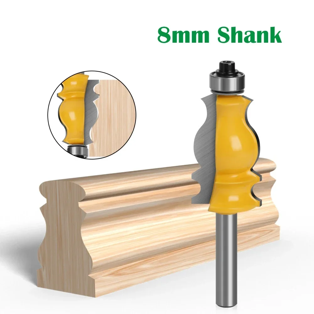 1PC 8mm Shank Architectural Cemented Carbide Molding Router Bit Trimming Wood Milling Cutter for Woodwork Cutter Power Tools