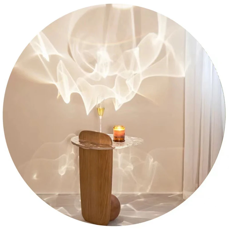 Modern Coffee Tables Water Ripple Design Side Table with Lamp Center Table for Living Room Home Decoration Accessories Furniture