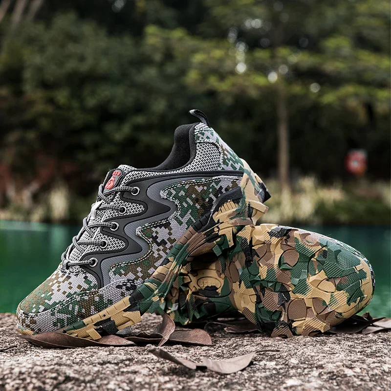 Armys Tactical Militarys Camping Trail Woodland Climbing Mountain Hikeup Camo Camouflage Outdoor Trekking Hiking Shoes Men Women