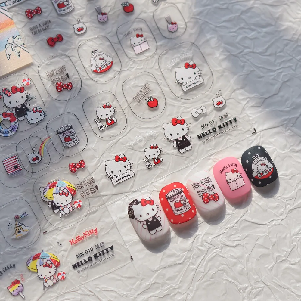 1PCS 5D Sanrio Characters Nail Stickers Versatile Ins Style Nail Charms Self-Adhesive Energetic Girl Cute Cartoon Stickers