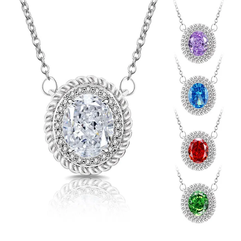 

925 Sterling Silver Wheat Ear Lace Ice Flower Cut Pigeon Egg High Carbon Diamond Clavicle Necklace Birthday Gift