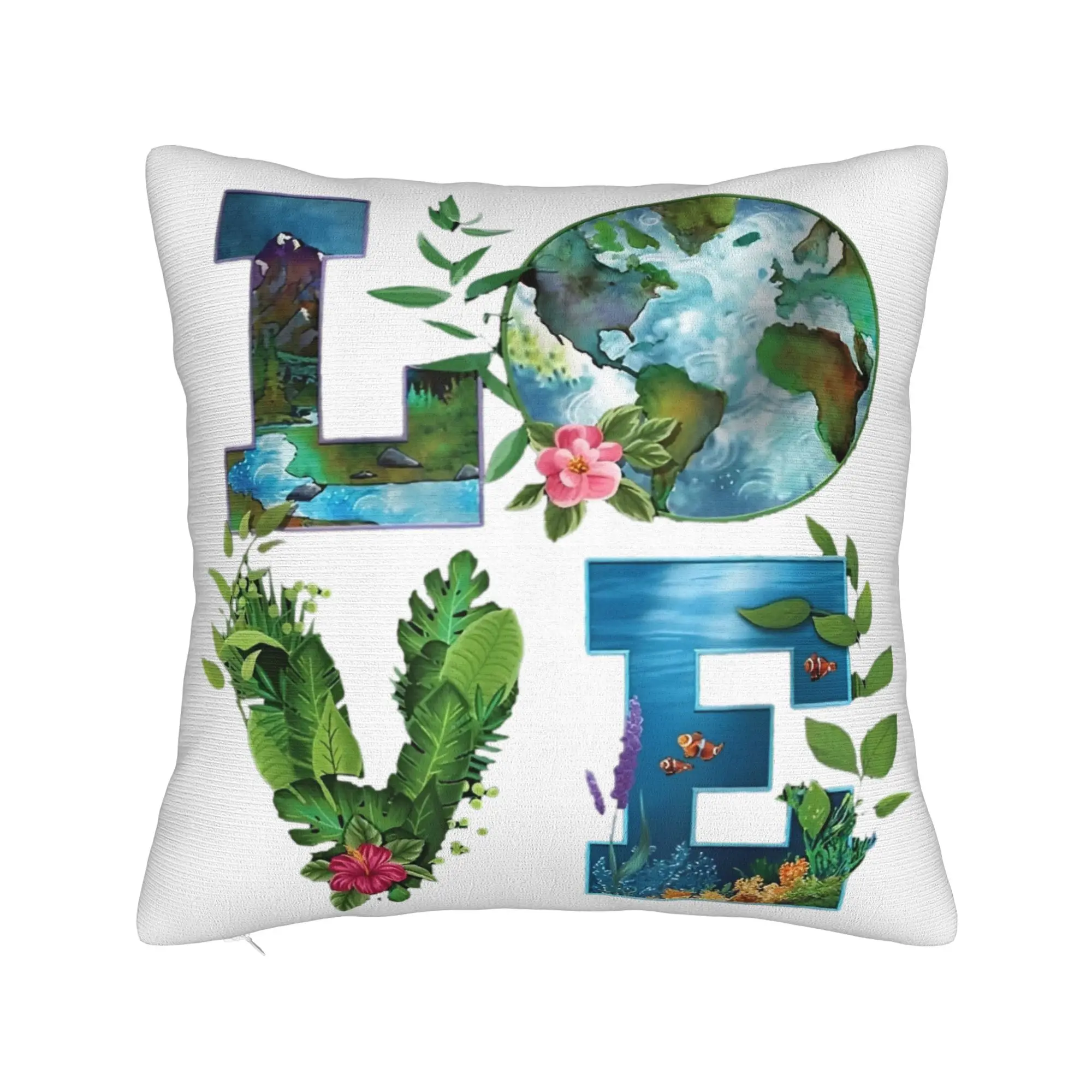 Go Planet Its Your Earth Day Square Pillowcases Polyester Room  Cushion Cover Creative Decor Pillow Cover 45*45