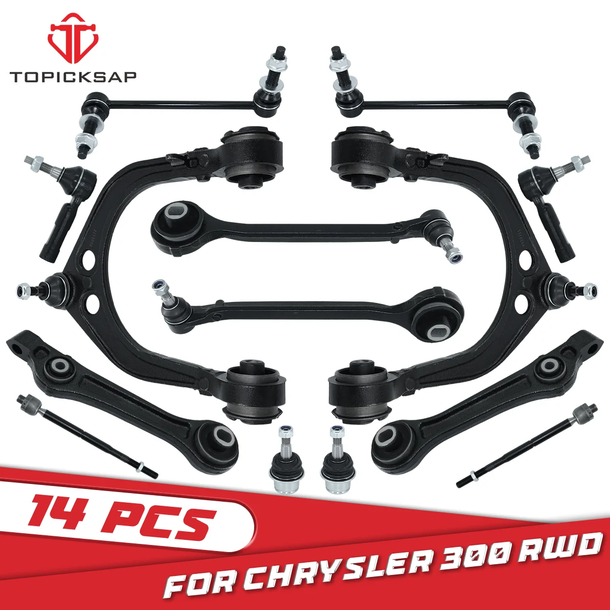 TOPICKSAP Front Upper Lower Control Arm Suspension Kit for Chrysler 300 Dodge Charger Challenger Magnum RWD 2005 2006 - 2010