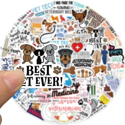 50pcs Cartoon Vet Tech Pet Veterinary Stickers For Phone Laptop Scrapbook Stationery Dog Sticker Scrapbooking Supplies Vintage