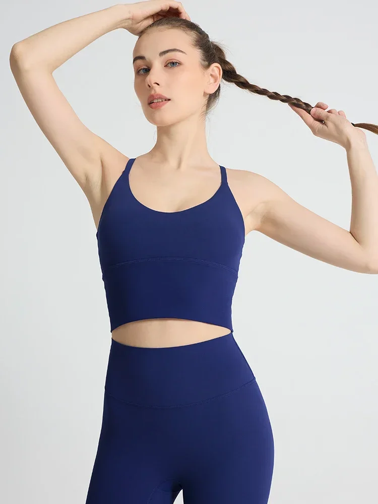 Solid Color Women\'s Sports Bra Sexy Cross Strap Beautiful Back Sports Top Outdoor Jogging Pilates Breathable Yoga Clothing