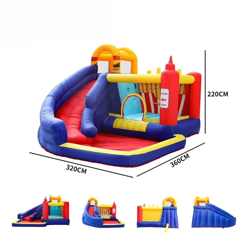 

Home Outdoor Inflatable Party Bouncer Hamburger Fries Shape Bouncy Castle Inflatable Bounce Kids House Castle Slide