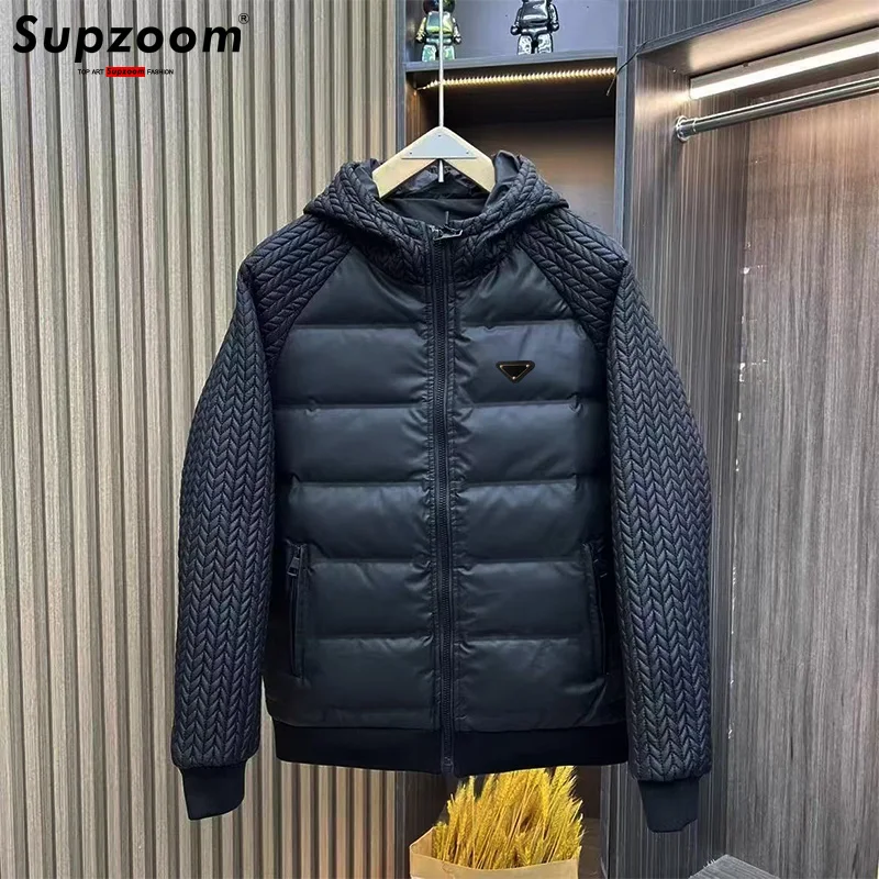 Supzoom New Arrival Casual Triangle Mark Mens Winter Trendy Hooded cotton-padded Suit Couple Cotton-padded Jackets And Coats