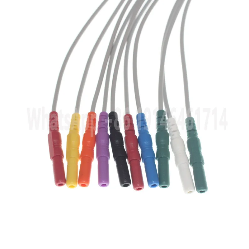 1.5mm Din Plug Holter ECG EKG 10 Lead Cable Snap/Clip Electrode Leadwire For Contec/Schiler/Edans/Mindry Holter ECG Monitor.