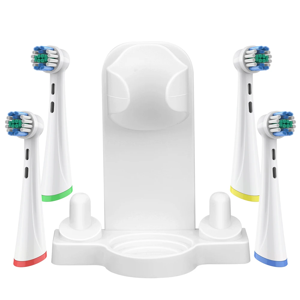 

4 Replacement Brush Heads & Toothbrush Holder Brush Head Storage Rack Compatible with Oral B iO 2/3/4/5/6/7 Electric Toothbrush