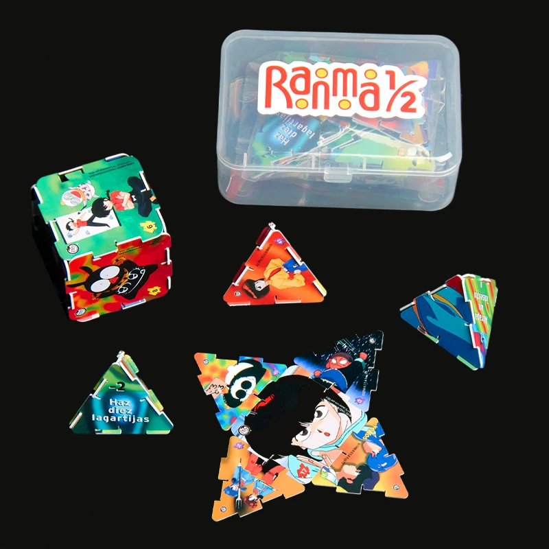 Lote de Tazos de Anime Ranma 1/2 Nibun-No-Ichi, 45 Piezas, Rompecabezas Cuadrados y Triangulares, Colección de Tarjetas, Pogs y Taps Raros