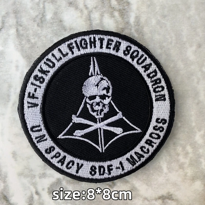 Viking Tactical Robotech Skull Squadron Embroidery Patch Wolf Emblems Nordic invasion Patch Military See You In Valhalla Badge