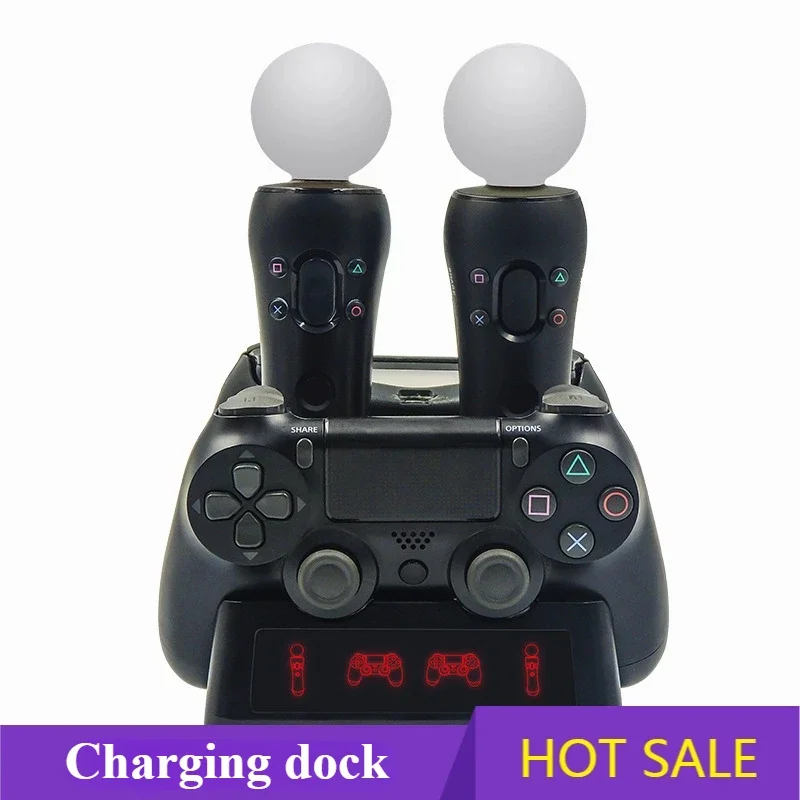 

New 4 in 1 Controller Charging Dock Station Stand for Playstation PS4 PSVR VR Move Quad Charger for PlayStation MOVE Controller