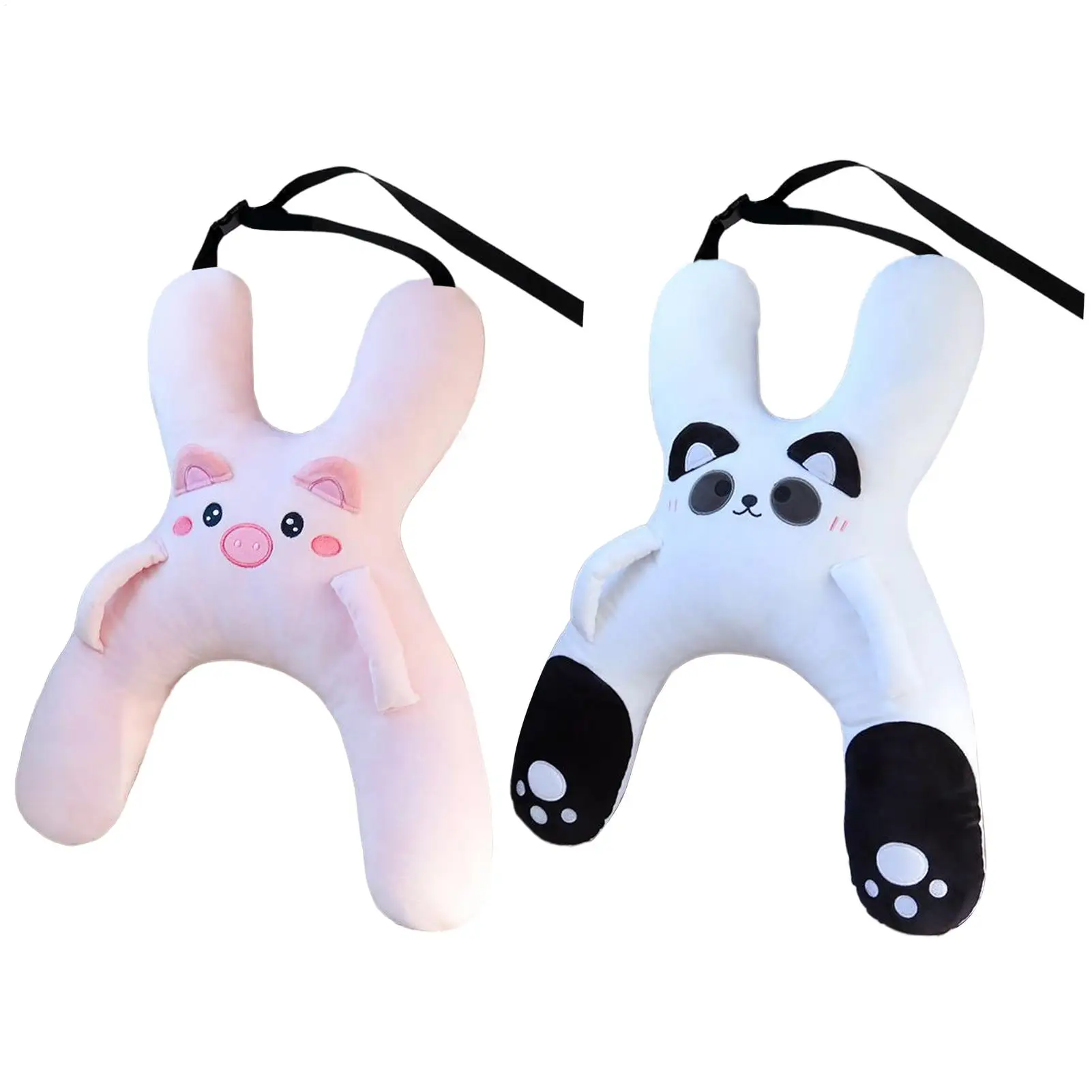 Cute Cartoon Kids Car Pillow, Removable Breathable Headrest Lumbar Support Cushion for Child Auto Interior Rest