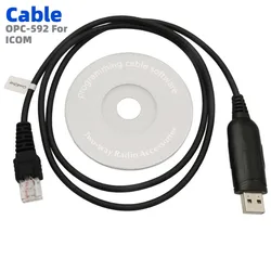 ICOM Walkie Talkie OPC-592 USB Programming Cable with CD Driver for IC-F310 F310S F320 F410 F420 IC-F1010 F1610 F2610 F2020 A200