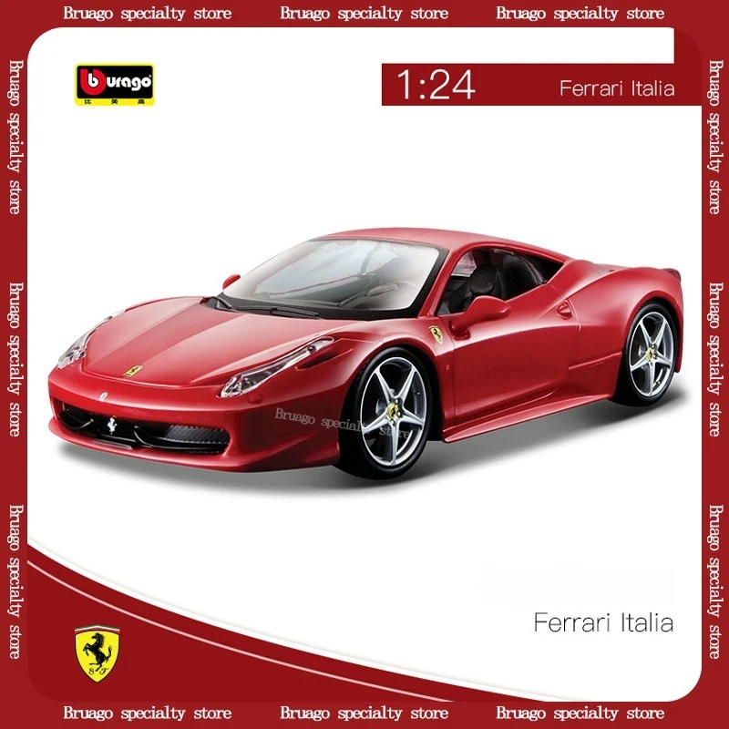 Bruago 1:24 Ferrari 458 Italia Red Die Casting Alloy Static Car Model Decoration Enthusiast Collection Toy Car Model Gift