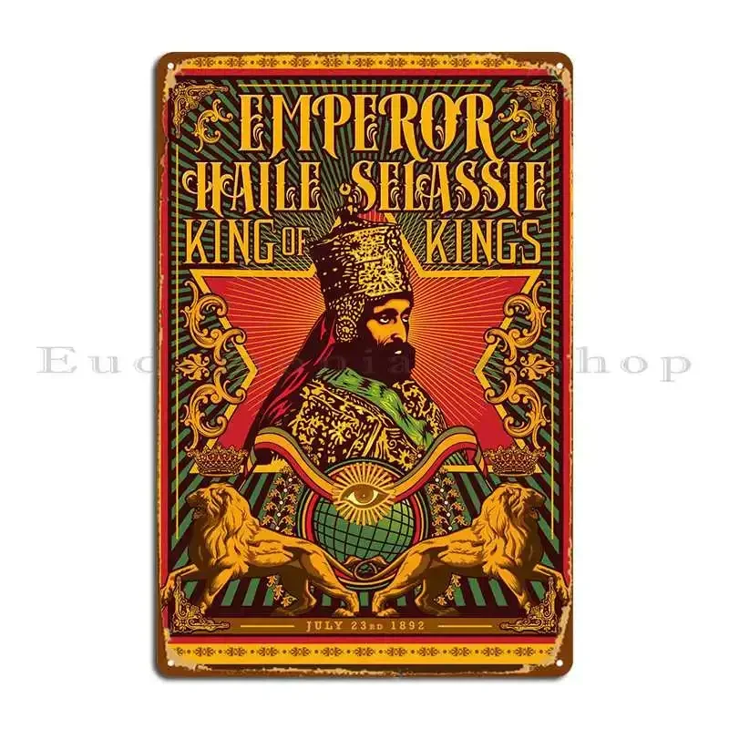 Vintage Emperor Haile Selassie Metal Tin Sign  Unique Wall Decor Poster for Living Room Pub Bar or Club  Distinctive Home Decor