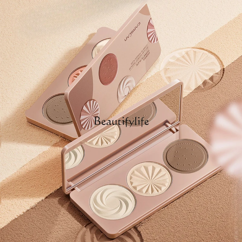 

Three-Color Grooming Powder Plate, All-in-1 Plate, Matte Highlight, Shadow Blush, Brightening Hairline