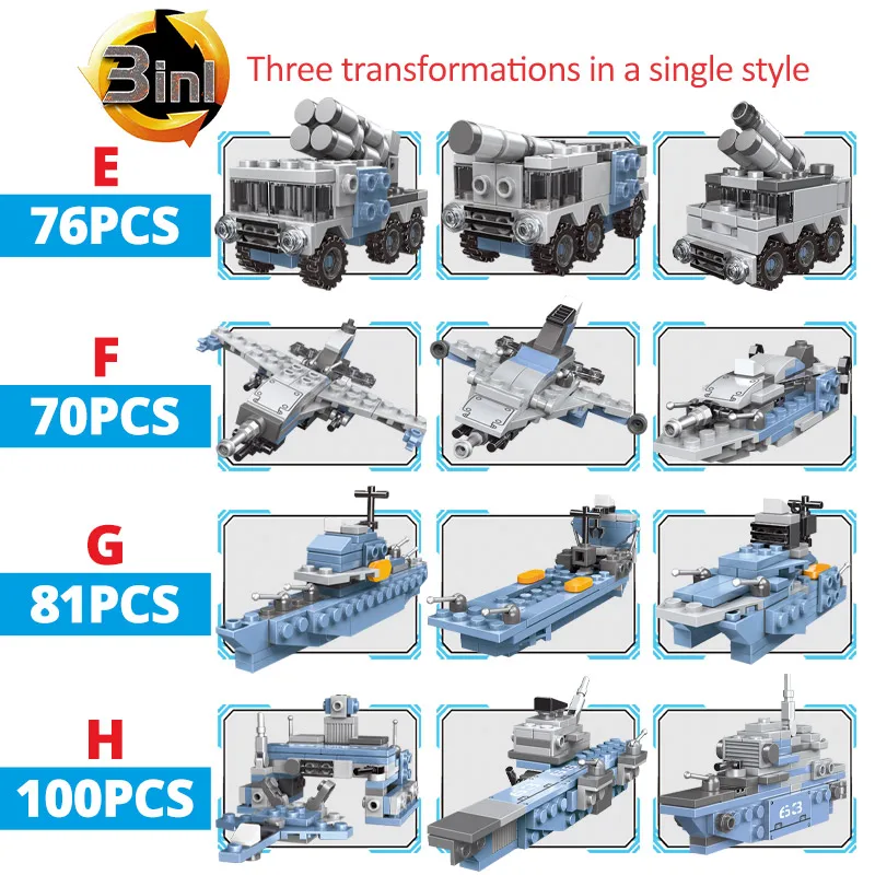 ZKZC 8 IN 1 Battleship Artillery Car Building Block WW2 Aircraft Aircraft Fighter Weapon Soldier Bricks Toys Children Gifts