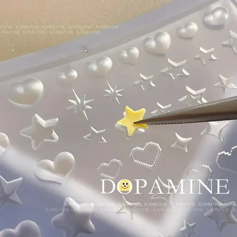 星とハートのシリコンモールド、ドーパミンデザイン、簡単脱型、3Dレジン粘土キャスティングモールド、DIYネイルアートデコレーション、ネイルスタンピング用