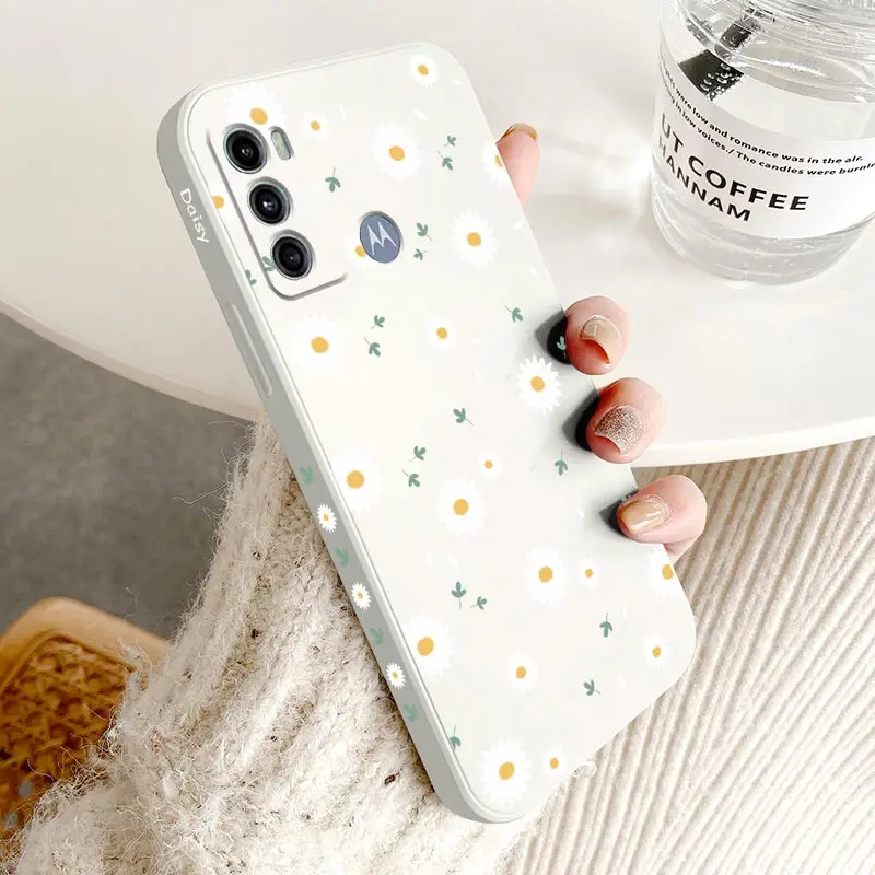 G60 Deciduous Daisies Silicone Phone Case For Motorola Moto G60 G62 G60S G40F G54 G52 G42 G72 G84 G34 G24 G14 G13 G100 G82 Cover