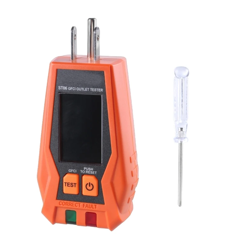 GFCI Outlet Tester Receptacle Tester for GFCI Electrical Outlets Plug Tester with LCD Display Detect Common Wiring