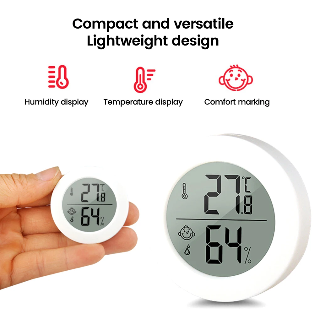 White Mini Round LCD Digital Thermometer Hygrometer Fridge Freezer Temperature Sensor Tester Humidity Meter Detector