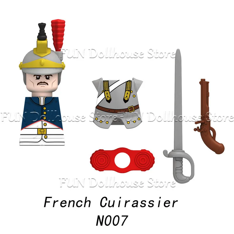 Mittelalterliche Militär-Figuren aus den Napoleonischen Kriegen, Bausteine für Britische, Französische und Preußische Infanterie, Ritter, Generäle, Waffen, Spielzeug