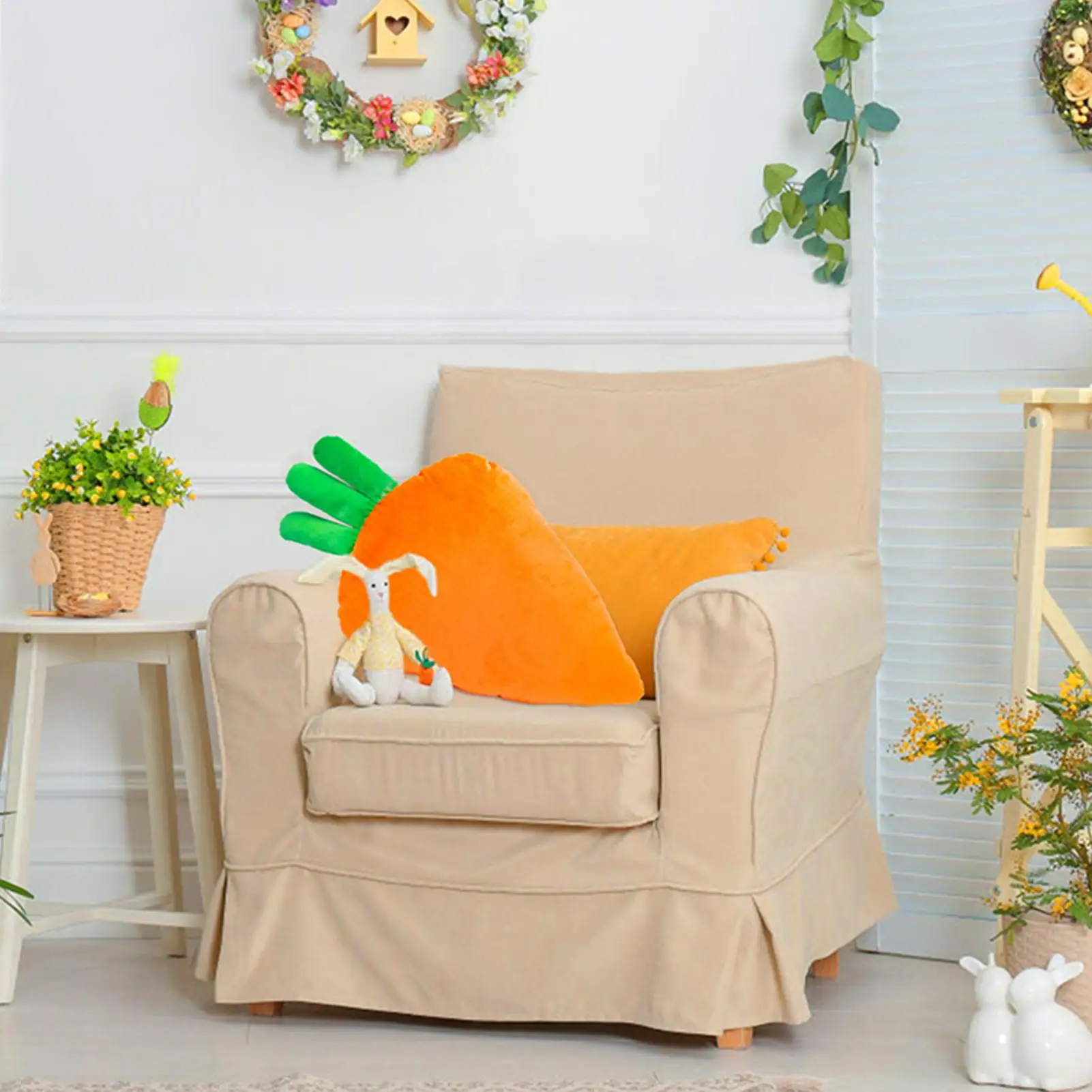 Cuscino imbottito morbido in peluche di carota Cuscino a forma di carota per bambini Adolescenti Adulti Casa Letto Camera da letto Divano Sedia Vacanze Pasqua