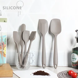 6 Pcs Premium Silicone Spatula Set Heat Resistant Non-Stick Kitchen Spoonula Spreader Brush with Seamless one-piece design