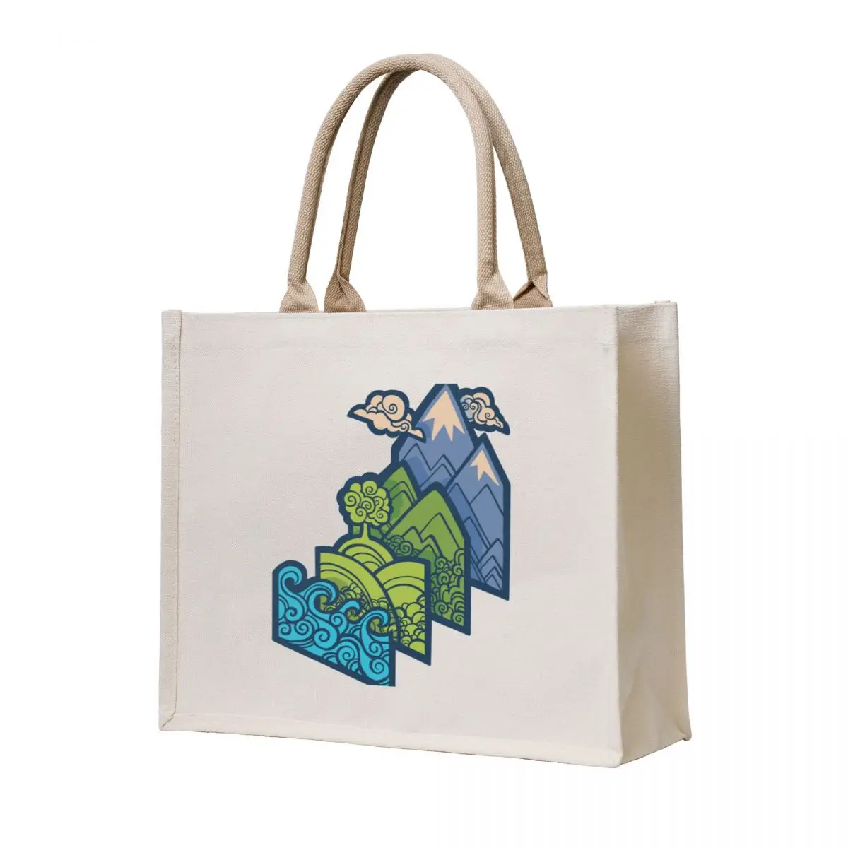 

How to Build a Landscape : Blue Tote Bag female bag Women's bag Women's beach bags Fabric