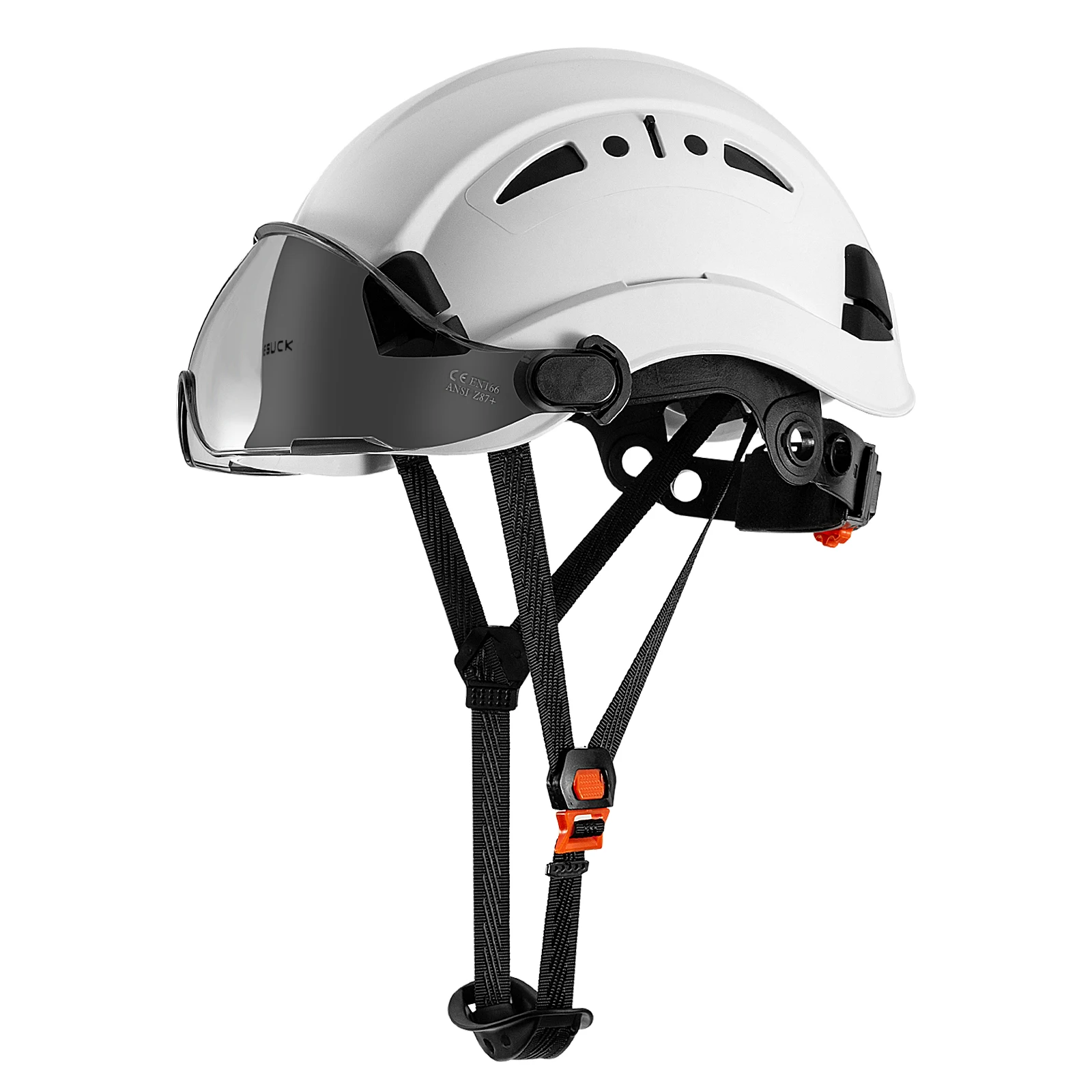 LOEBUCK-casco de seguridad para construcción ANSI Z89.1, aprobado por OSHA, con correas para la barbilla, ligero, reflectante, AB