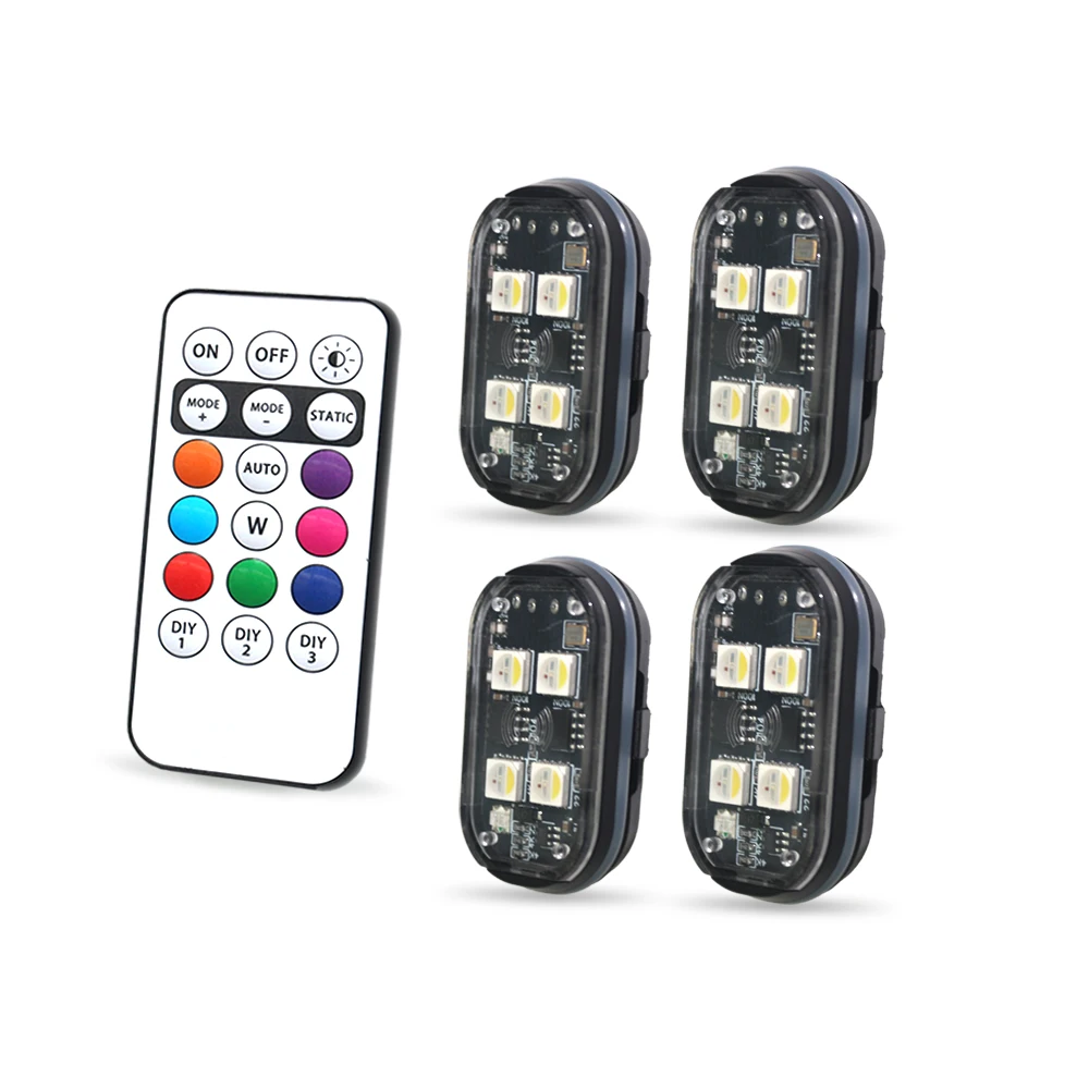 Wireless LED Strobe Light with Remote Control, USB Rechargeable Anti-collision Warning Light, High Brightness Wireless Aircraft
