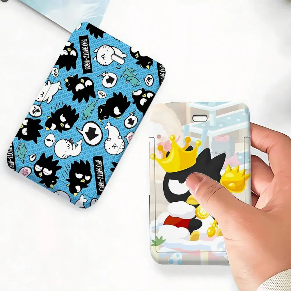 Cute Bad Badtz-Maru 1 Card Holder, Leather Card Storage Box, Key Chain, Access Tag Holder, ID Card Holder, Key Chain