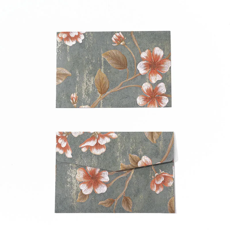 Custom Retro Cloud Brocade Floral Handwritten Ancient Style Large High-End Envelope Bag In Stock Invitation Card