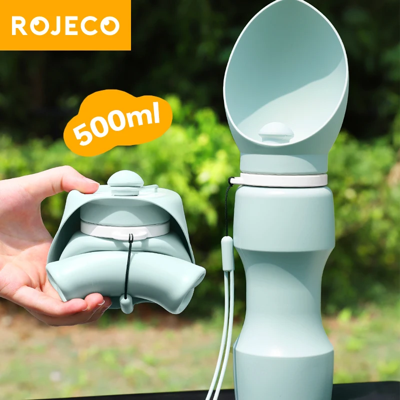 ROJECO Portable Pet Water Bottle for Dog Cat Outdoor Soft Silicone Puppy Dog Walking Drinking Bowl Foldable Travel Drinking Bowl