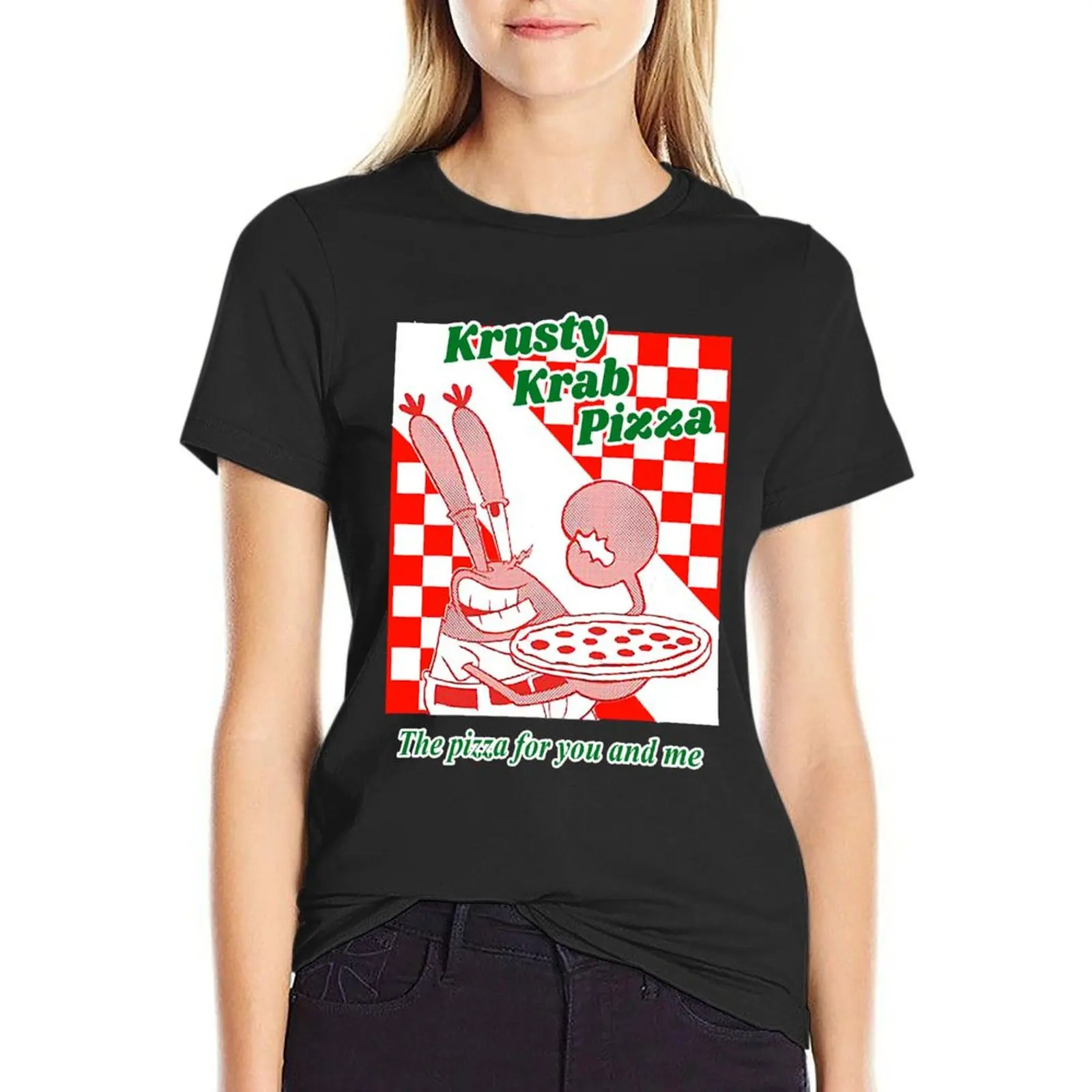 

Krusty Krab Pizza T-Shirt tops cute tops tees Aesthetic clothing t shirts for Women loose fit