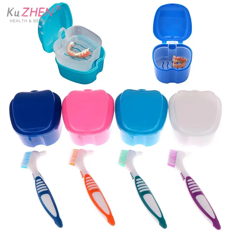 

2pc/set Dental Retainer Orthodontic Mouth Guard Denture Storage Case Box Teeth Brush Oral Hygiene Supplies Organizer Accessorie