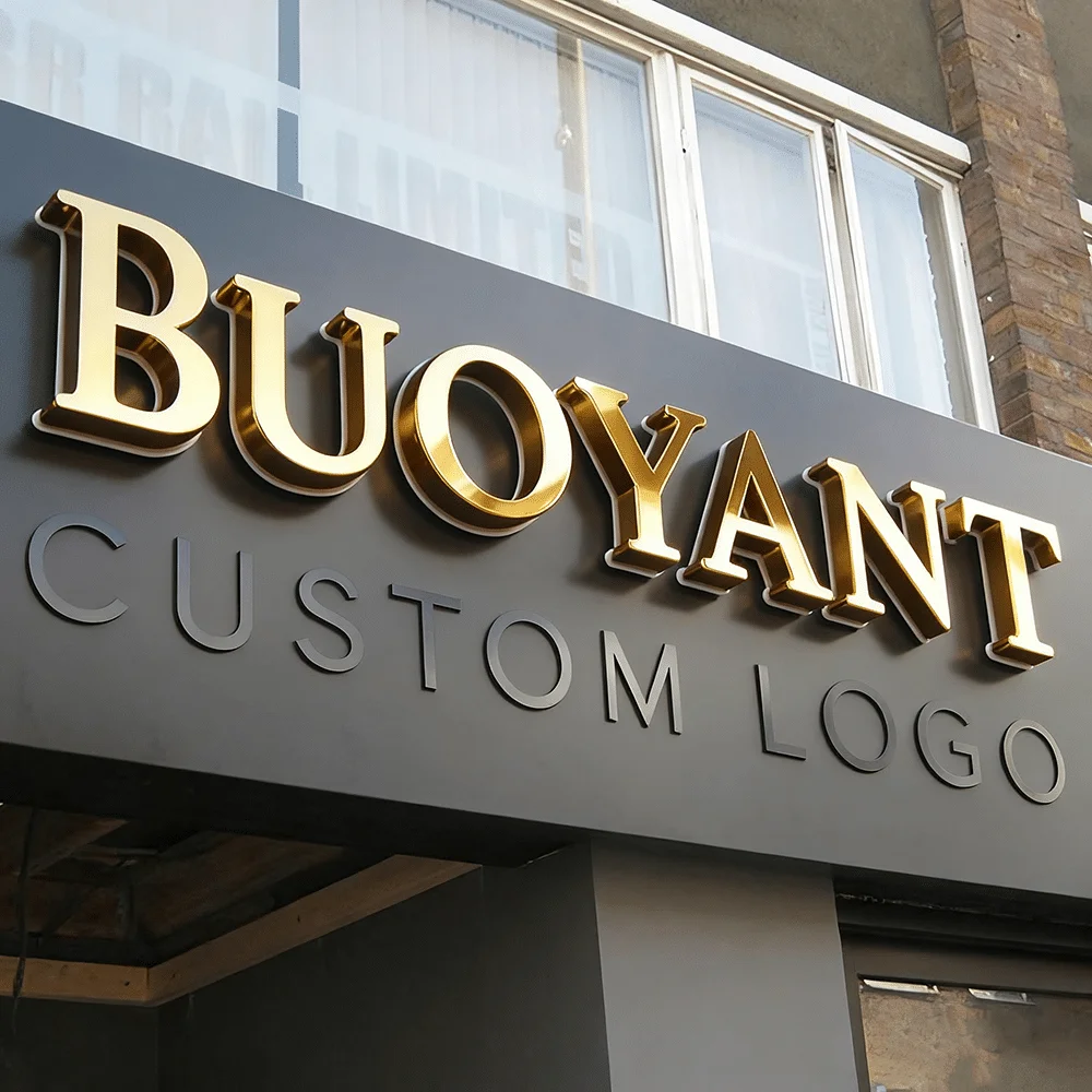 علامة شعار قطع معدنية للأعمال الخارجية في الأماكن المغلقة 3D قناة أكريليك Led علامة مضيئة #3